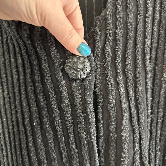 Vtg 80s Black Handmade Chenille Beaded Jacket Blanket Style Womens Size M/L - Picture 4 of 5